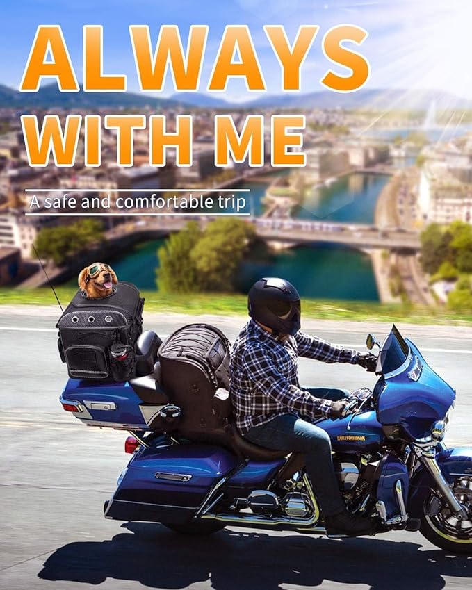 KEMIMOTO Motorcycle Dog/Cat Carrier Bags Pet Voyagers for Street Glide Road King with Passenger Seat Sissy Bar or Luggage Rack Touring Trike Models