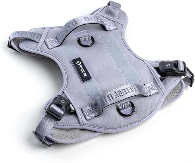 2025 New Edition, Fei & Eve MagEase Dog Harness - 3-Second Magnetic Buckles | 3-Point No-Pull Control | Heavy-Duty 900D Nylon | Dual Safety Handles | Breathable Mesh | Adjustable Fit | X-Large, Gray