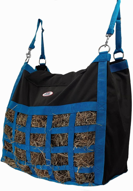 Supreme Slow Feed Top Load Hay Bag with Super Tough Bottom (Black and Turquoise)