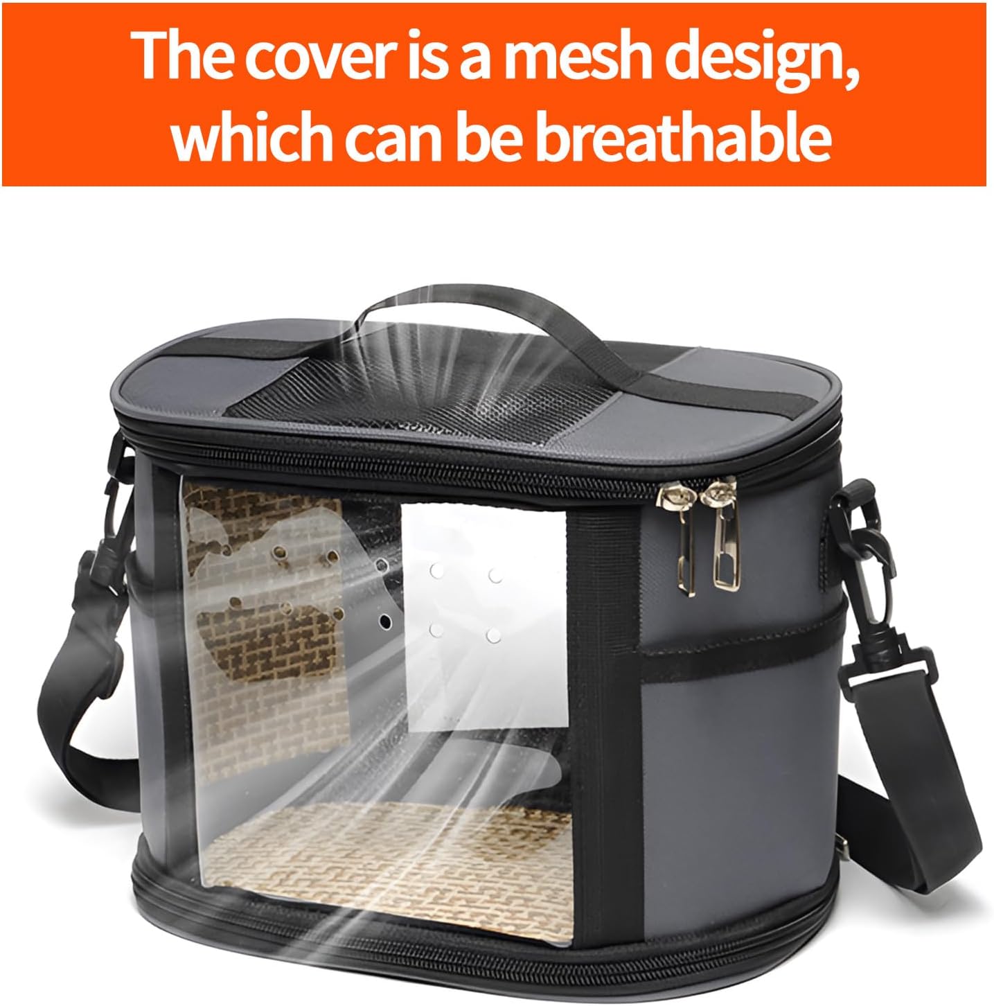 Bird Travel Carrierm, Small Bird Travel Backpack Carrier Cage with Tray and Breathable Clear Window, for Parakeet Cockatiel Budgies, for Camping Hiking (Large-Black)