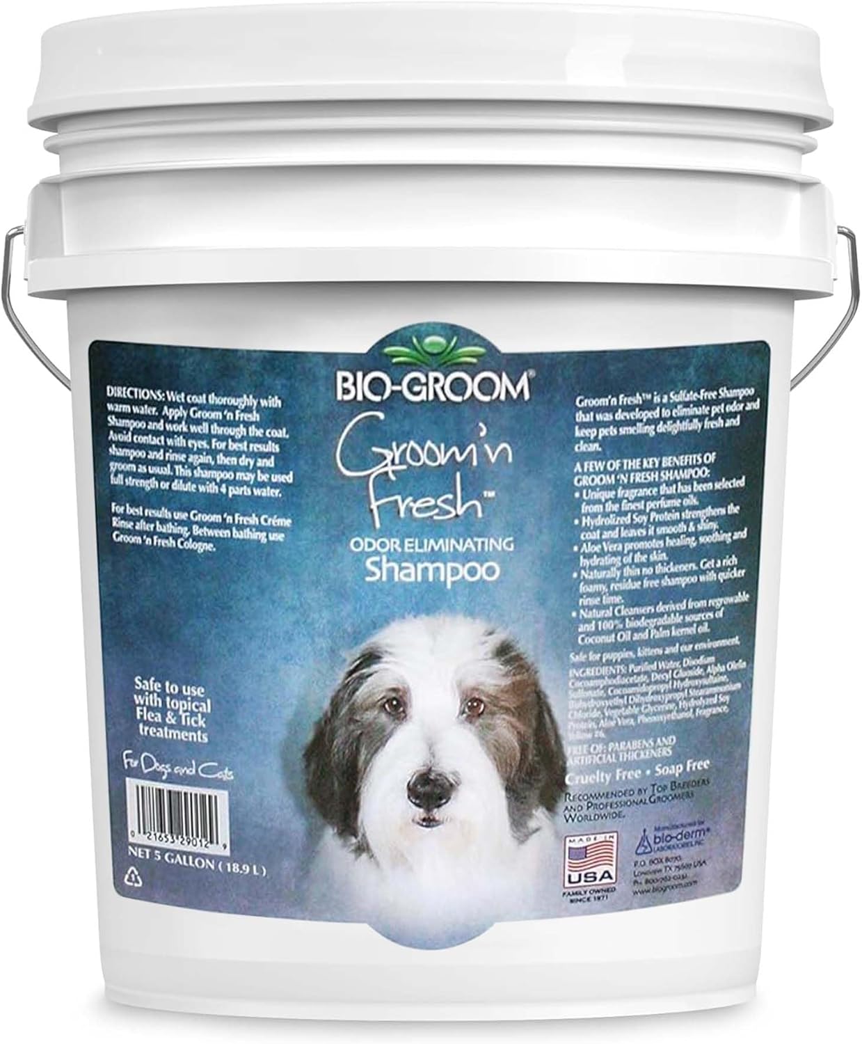 Bio-Groom Groom'n Fresh Dog Shampoo - Odor Eliminating, Dog Bathing Supplies, Puppy Wash, Cat & Dog Grooming Supplies, Cruelty-Free, Made in USA, Dog Products - 5 Gallons