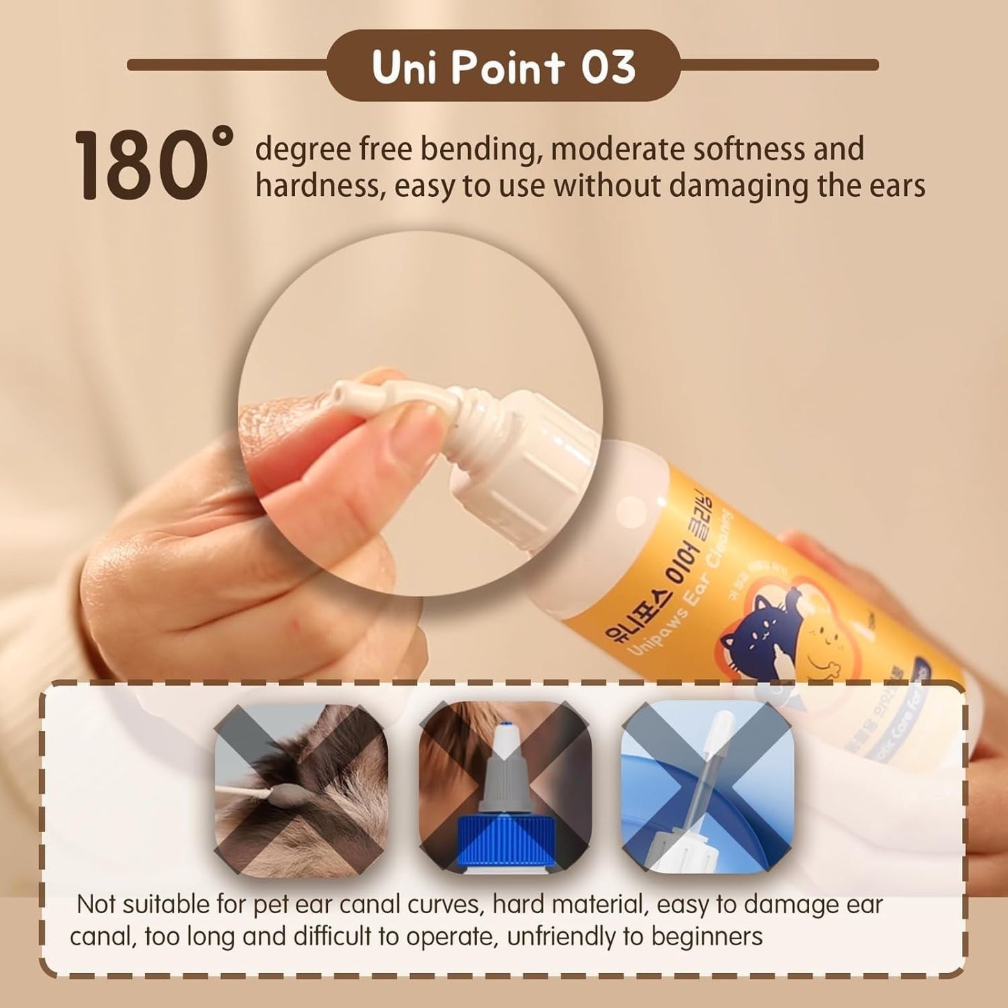 UNIPAWS Pet Ear Drops for Dogs & Cats – Vet-Recommended Ear Cleaner & Deodorizer – Helps Reduce Wax Buildup & Soothe Itchy Ears – 5.1 fl oz Probiotic & Moisturizing Formula, Made in Korea