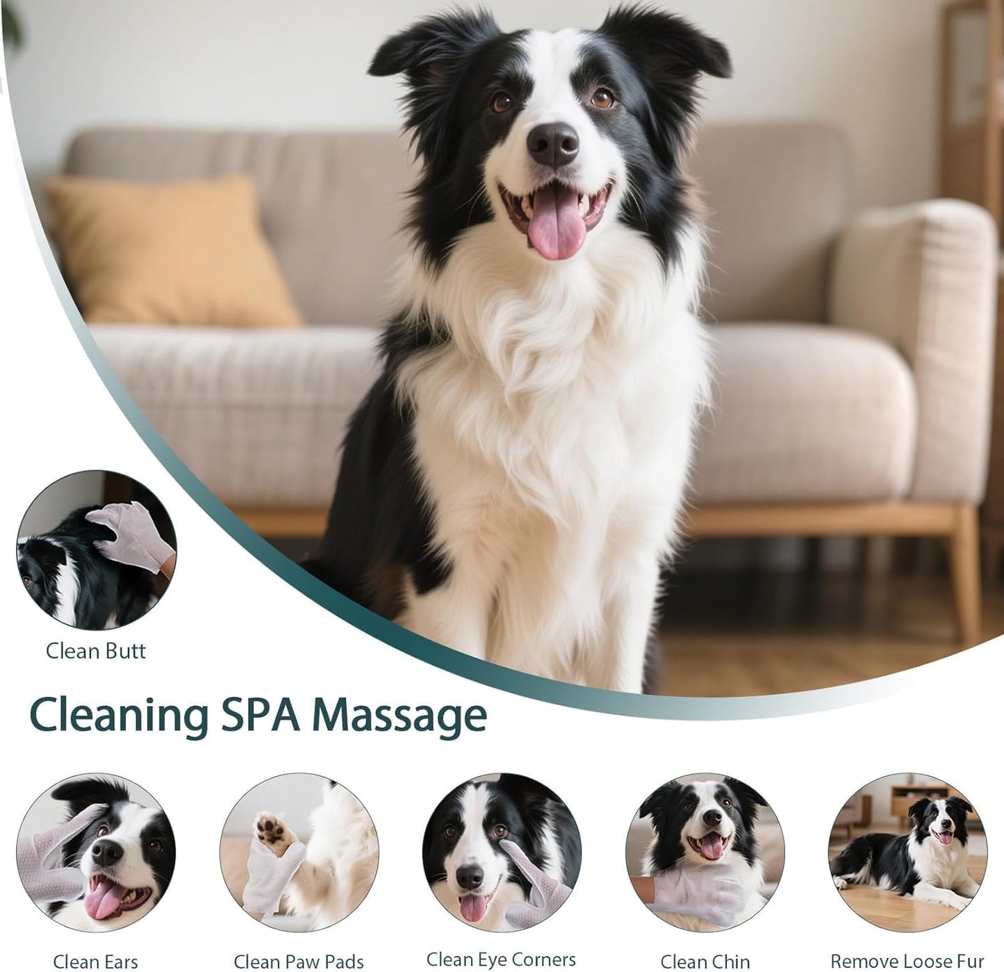 WLP 48 PCS Pet Cleaning and Deodorizing Glove Wipes for Dogs & Cats Hypoallergenic Pet Cleaning and Hydrating Glove Bath Wipes Enriched with Aloe & Jojoba Oil Individually Wrapped