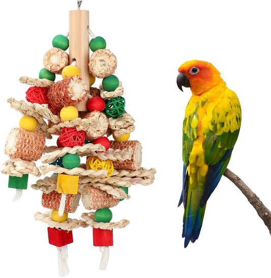 Rypet Wood Bird Chewing Toys for Cage Wall, Wooden Bird Cage Toy for Helping to Trim Beak, Birds Toys Parrot Toy for African Grey Parrots Cockatoos Amazon Parrot and Other Small to Medium Parrots