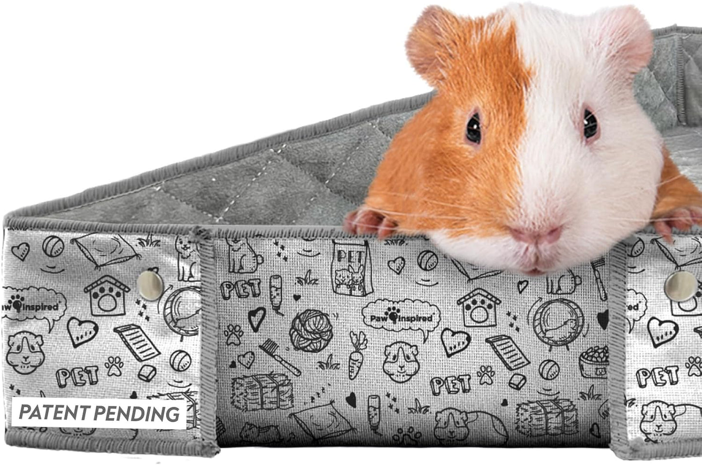 Paw Inspired Critter Box | Washable Guinea Pig Cage Liners with Raised Sides | Fleece Bedding for Guinea Pigs Rabbits, Hamsters, Small Animals | Edge Protected Pee Pads (C&C 2x5 (14" Grids))