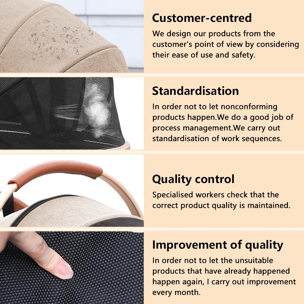 Pettingzoo Dog stroller with 4 Wheels, Folding Cat Stroller for Small/Medium/Large dogs & cats to 60 lbs, pet stroller with removable carrier, Storage BasketCup Holder,3 in1 Multifunctional Detachable