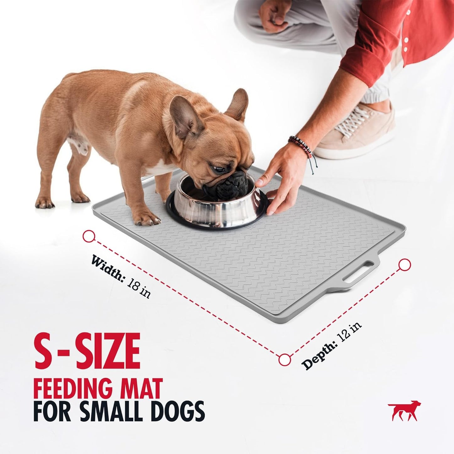 Tuff Pupper 18x12 Small Dog Feeding Mat for Food and Water | Dog Feeding Mats for Floors | Waterproof Puppy Water Bowl Mat | Dogs Placemats Pet Food Tray | Silicone Eating Mats for Cats and Cat Bowls