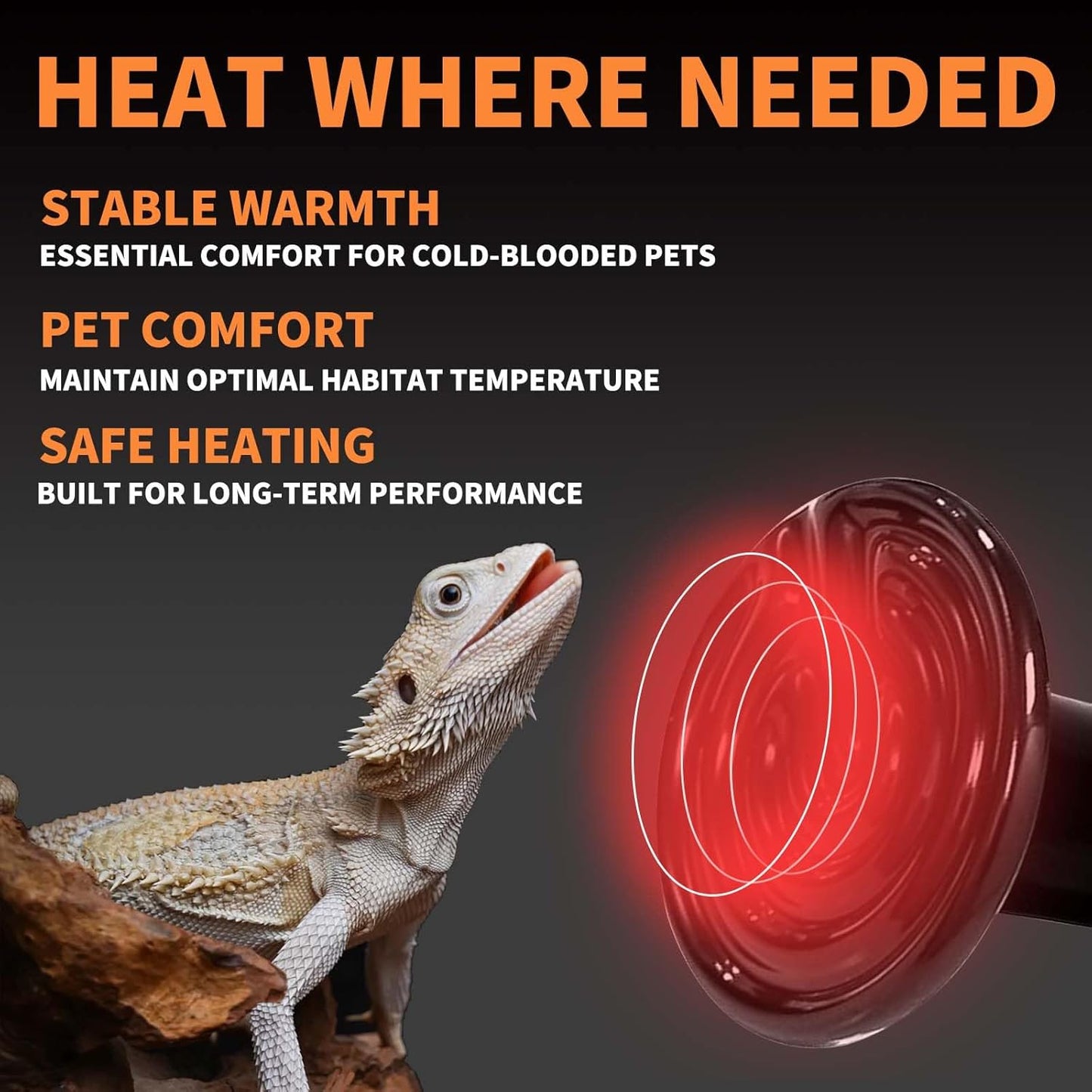 75W Reptile Heat Lamp(2 Packs)-Ceramic Heat Emitter for Reptiles Amphibian Pet Brooders Chicken Incubation, and Terrariums Turtle Lizard Bearded Dragon Snake E26