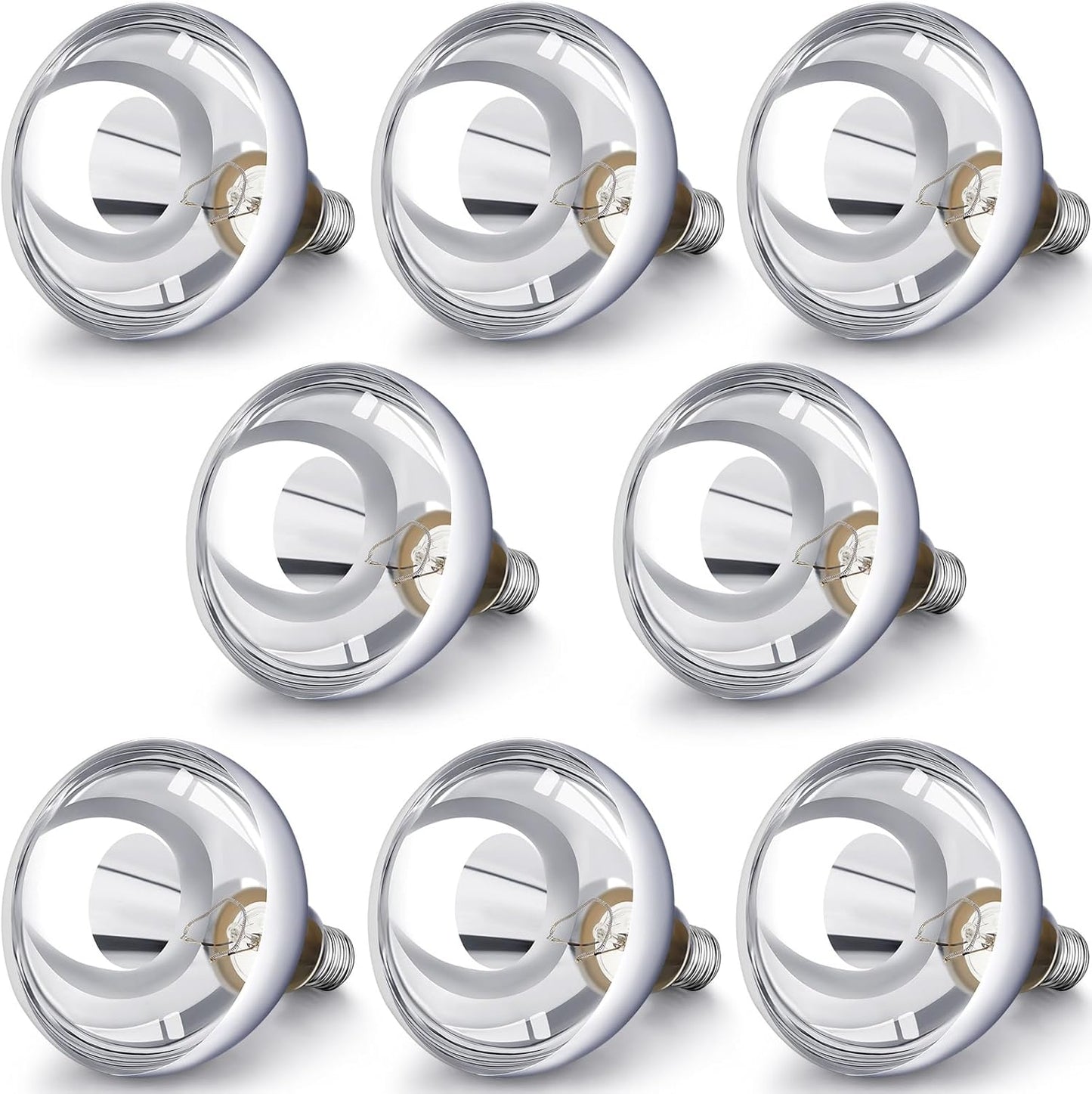 VIHOSE 8 Pack 250 Watt Heat Lamp 120v R40 Heat Lamp Bulbs Glass Incandescent Light Bulbs Incandescent Heating Lightbulbs for Reptiles Chicks Food Puppies Bathroom, Use E26 Base (Silver)