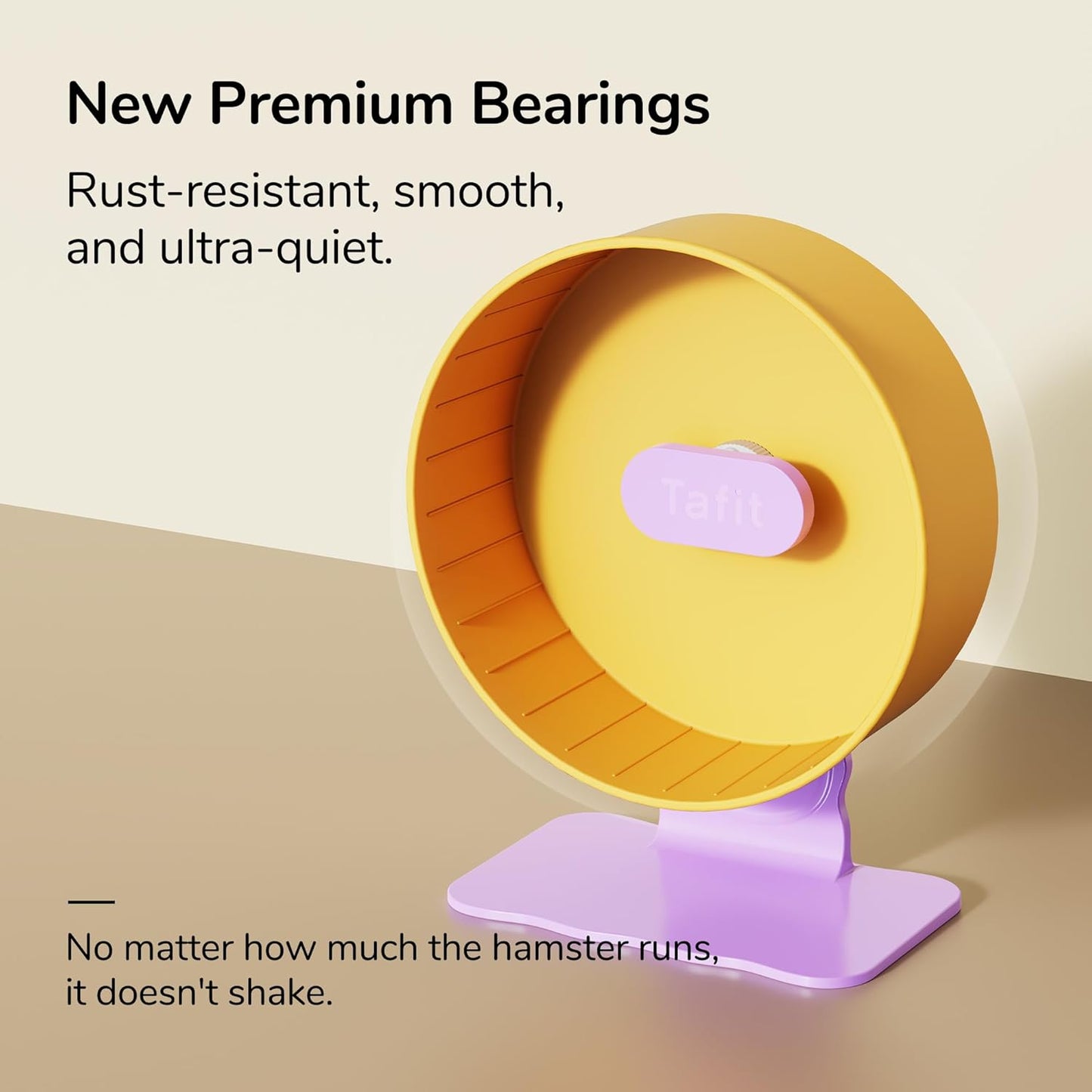 Quiet Hamster Wheel 10.2 Inch Dual-Bearings Silent Small Animals Running Exercise Wheel Height Adjustable for Syrian Hamsters, Gerbils, Rats, or Other Small Pets, Mousse White