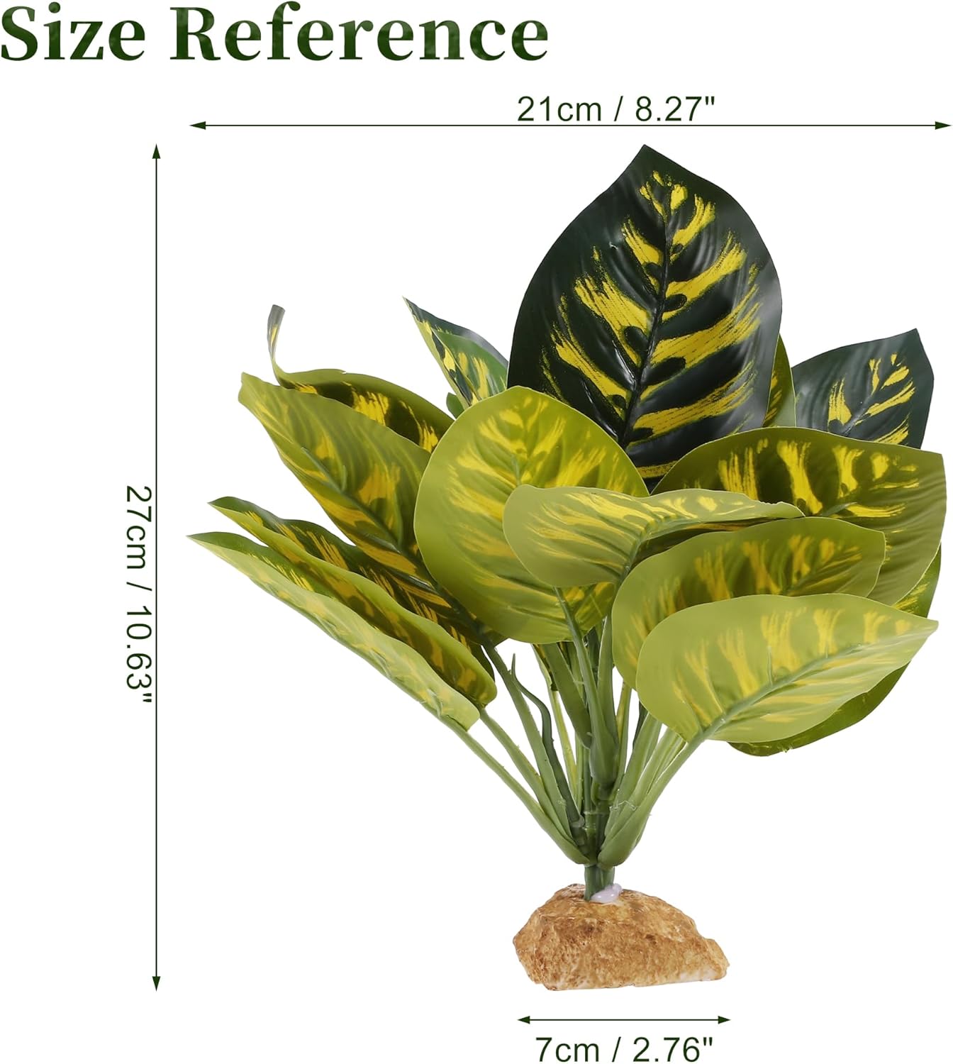 Reptile Plants Decoration, Reptile Plants for Terrarium Decor, Reptile Artificial Plant, Amphibian Habitat Decor Suitable for Reptiles Lizards Geckos, 8.27"x2.76"x10.63", Green
