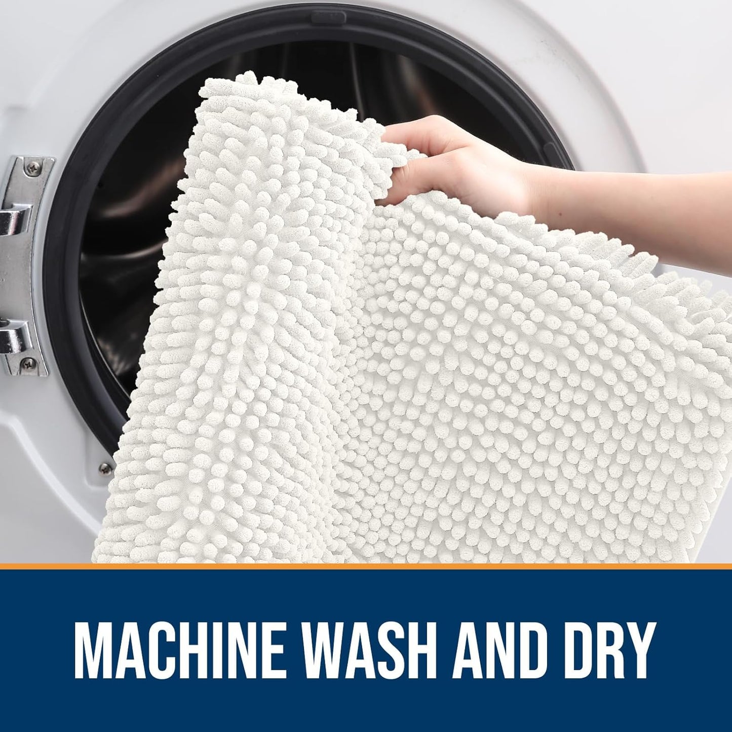 OLANLY Dog Door Mat for Muddy Paws 44x24, Absorbs Moisture and Dirt, Absorbent Non-Slip Washable Doormat, Quick Dry Chenille Mud Mat for Dogs, Entry Indoor Entryway Carpet for Inside Floor, Ivory