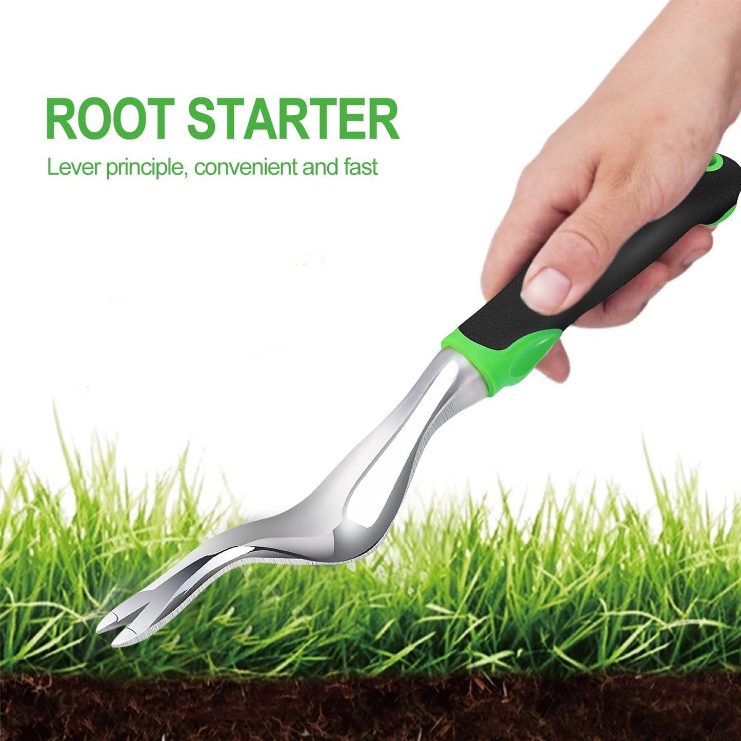 Kynup Garden Tools, Pitchforks, Garden Tools, Weeder Aluminum with Soft Rubberized Non-Slip Handle, Durable Garden Hand Tools Garden Gifts for Men Women