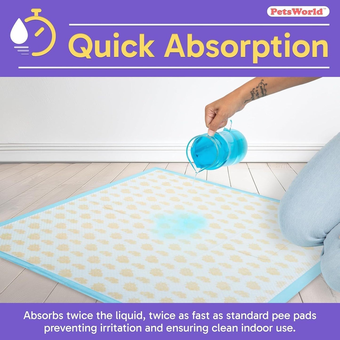 PETSWORLD Health Monitoring Dog Pee Pads – 37x54 Inch, 25 Count 3XL Color-Changing Potty Pads | Detects Health Issues | Leak-Proof, Ultra Absorbent, Odor Control