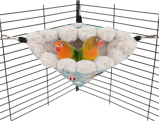 Wontee Bird Nest House Winter Warm Hanging Hammock Bird Bed Snuggle Hut for Parakeets Budgies Caique Conures Cockatiels (Medium, Blue)
