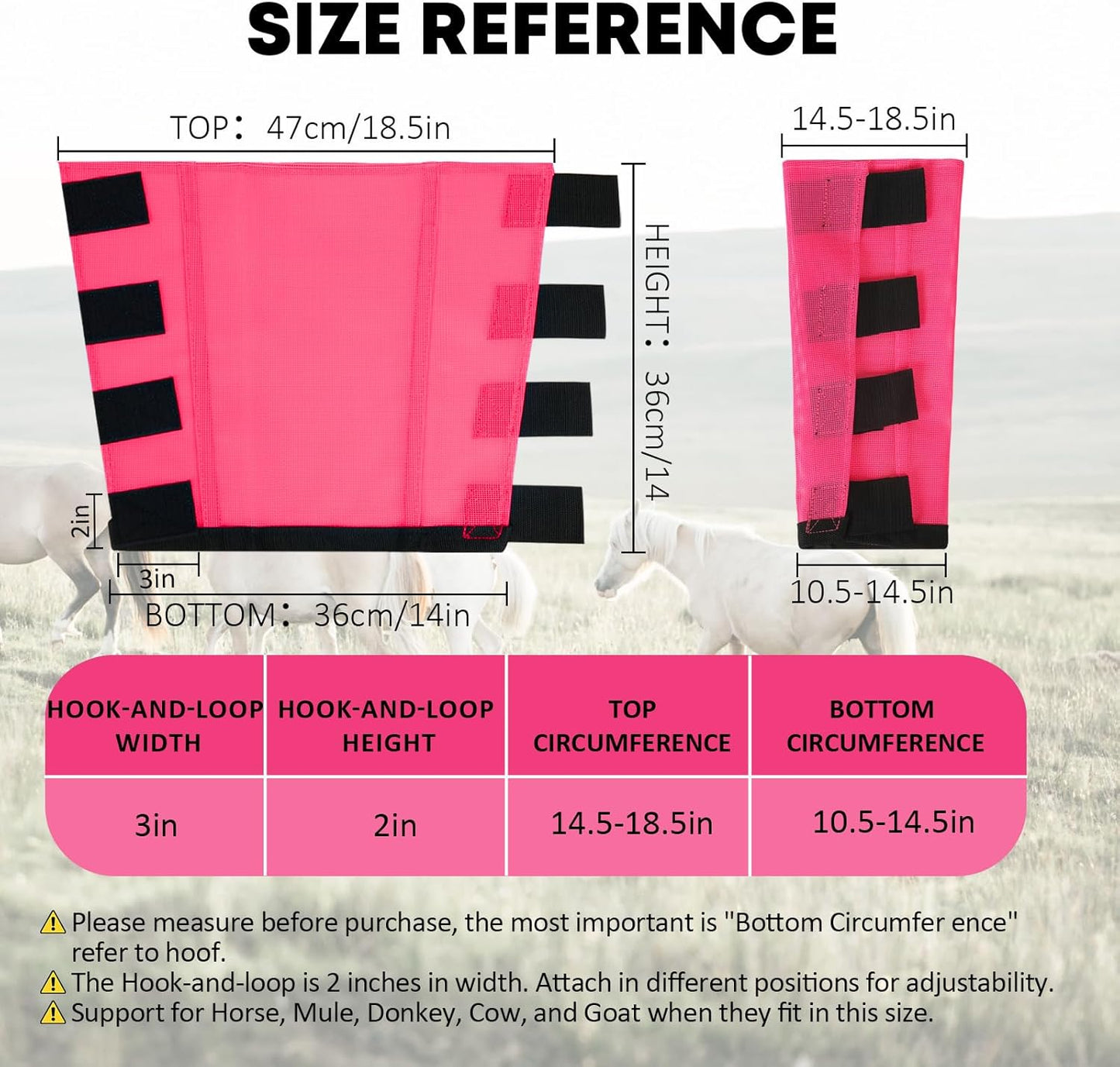 Premium 4-Pack Horse Fly Boots & Leggings Loose-Fit Fine Mesh with Stay-On Fasteners, Support Strips & Anti-Stomp Design Breathable Non-Slip Protection Leg Wrap (Large) Rose Pink