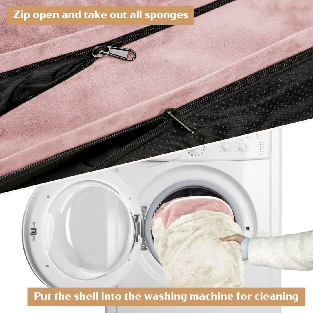 Comfort Expression Waterproof Orthopedic Dog Beds Jumbo Breed, Extra Large Dog Beds, PV Washable Pet Sofa Couch with Removable Cover & Non-Slip Bottom(Pink)