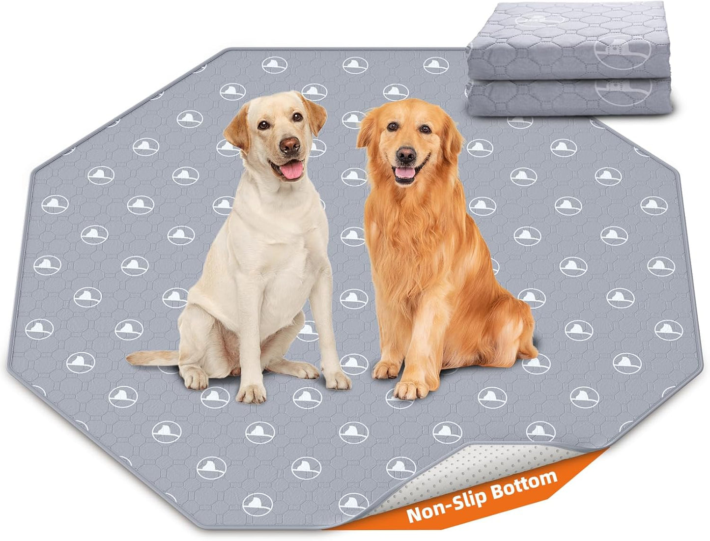 PJYuCien Washable Pee Pads for Dogs 2 Pack, 67" x 26" Octagonal Reusable Pee Pads for Dogs, Leak-Proof Pet Training Pads, Puppy Pads for Non-Slip, Designed for 24/30/36/42'' Width 8 Panels Pen