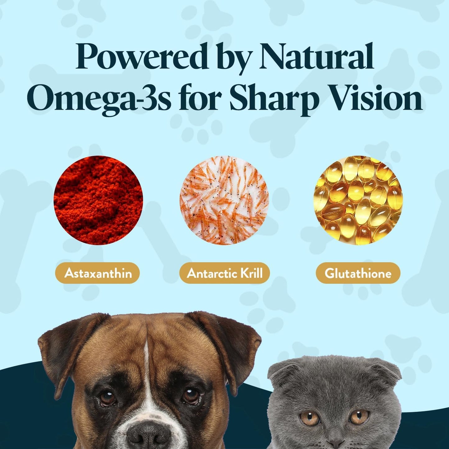 Vision Chews Eye Supplements for Dogs & Cats, Natural Chicken Flavor, Contains Omega 3, Lutein, Antioxidants, & More, Cat & Dog Eye Supplements, No Preservatives, Made in USA, 1 Bag, 30 Chews