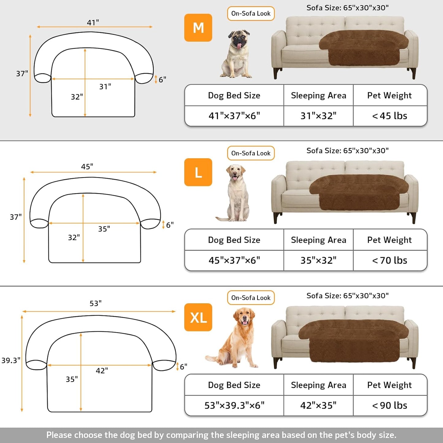 GGIB Calming Dog Bed Fluffy Plush Dog Mat for Furniture Protector with Removable Washable Cover for Large Medium Small Dogs and Cats (Medium, Brown)