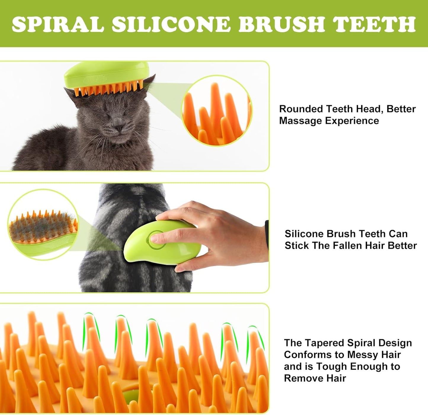 Steam Brush for Cats Shedding, 3 in 1 Steamy Water Pet Hair Removal Comb with Steamer, Spritz Comb for Dog, Indoor Cat Spray Mist Grooming Defur Brush, Cepillo Vapor Gato Perro, Steaming Cleaning Spa
