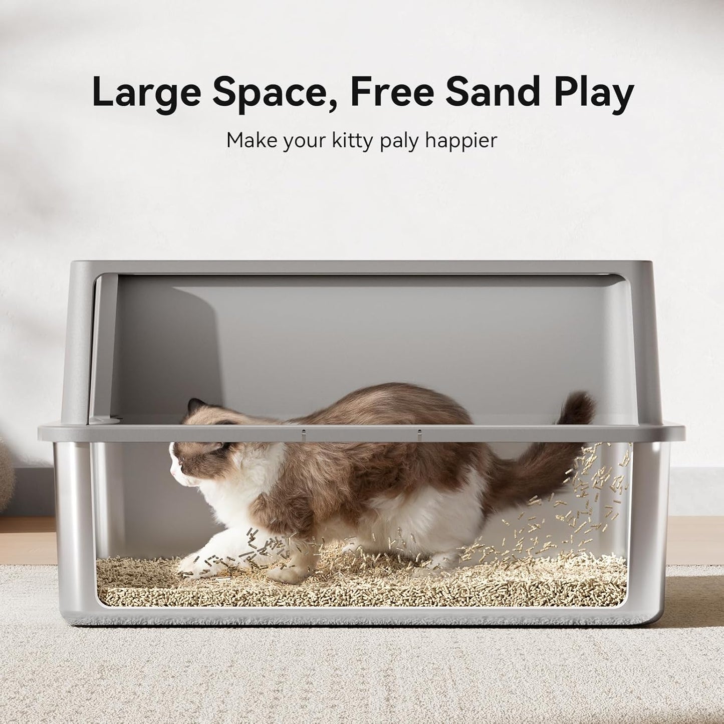 28" Extra Large XXL Stainless Steel Cat Litter Boxes with Lid Metal Cat Litterbox Pan for Big Cats and Multiple Cats, Anti-Leakage, Easy Cleaning, Include Scoop