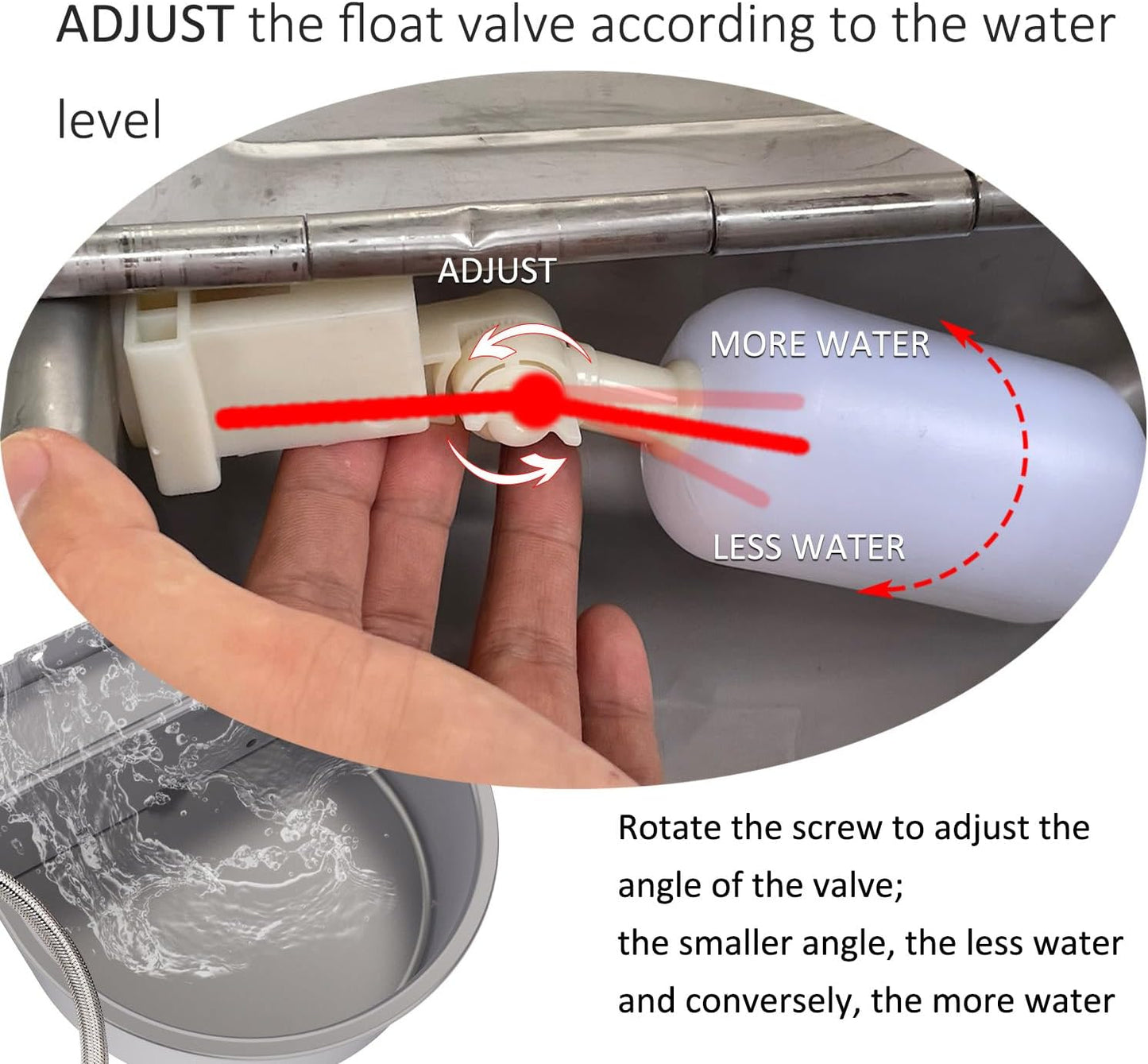 Automatic Water Dispenser for Dog Water Bowl Dispenser Large Size Stainless-Steel Waterer Feeder Self Filling Water Trough for Poultry and Livestock (Metallic Gray, Large)