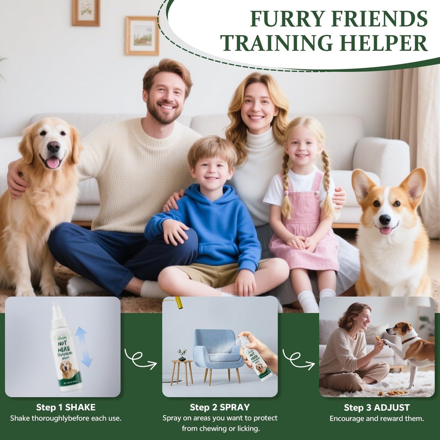 No Chew Spray for Dogs, Bitter Apple Deterrent to Stop Chewing, Licking and Biting on Furniture, Shoes and Plants, Alcohol Free Puppy Training Aid for Indoor and Outdoor Use, 2 Pack 100 ml