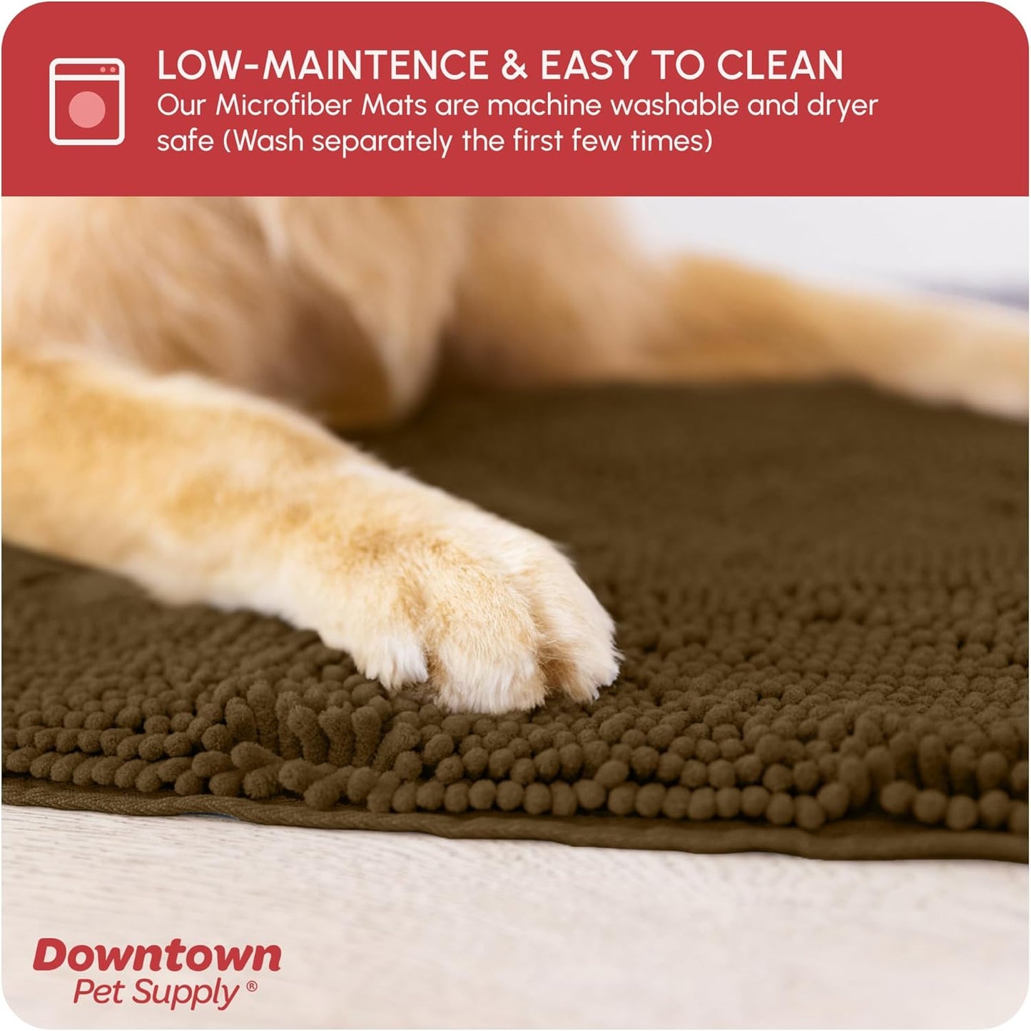 My Doggy Place Microfiber Dog Mat for Muddy Paws, 60" x 36" Brown - Non-Slip, Absorbent and Quick-Drying Dog Paw Cleaning Mat, Washer and Dryer Safe - X-Large/Runner