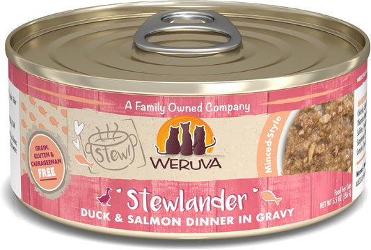 Weruva Classic Cat Stews!, Stewlander with Duck & Salmon in Gravy, 5.5oz Can (Pack of 8)