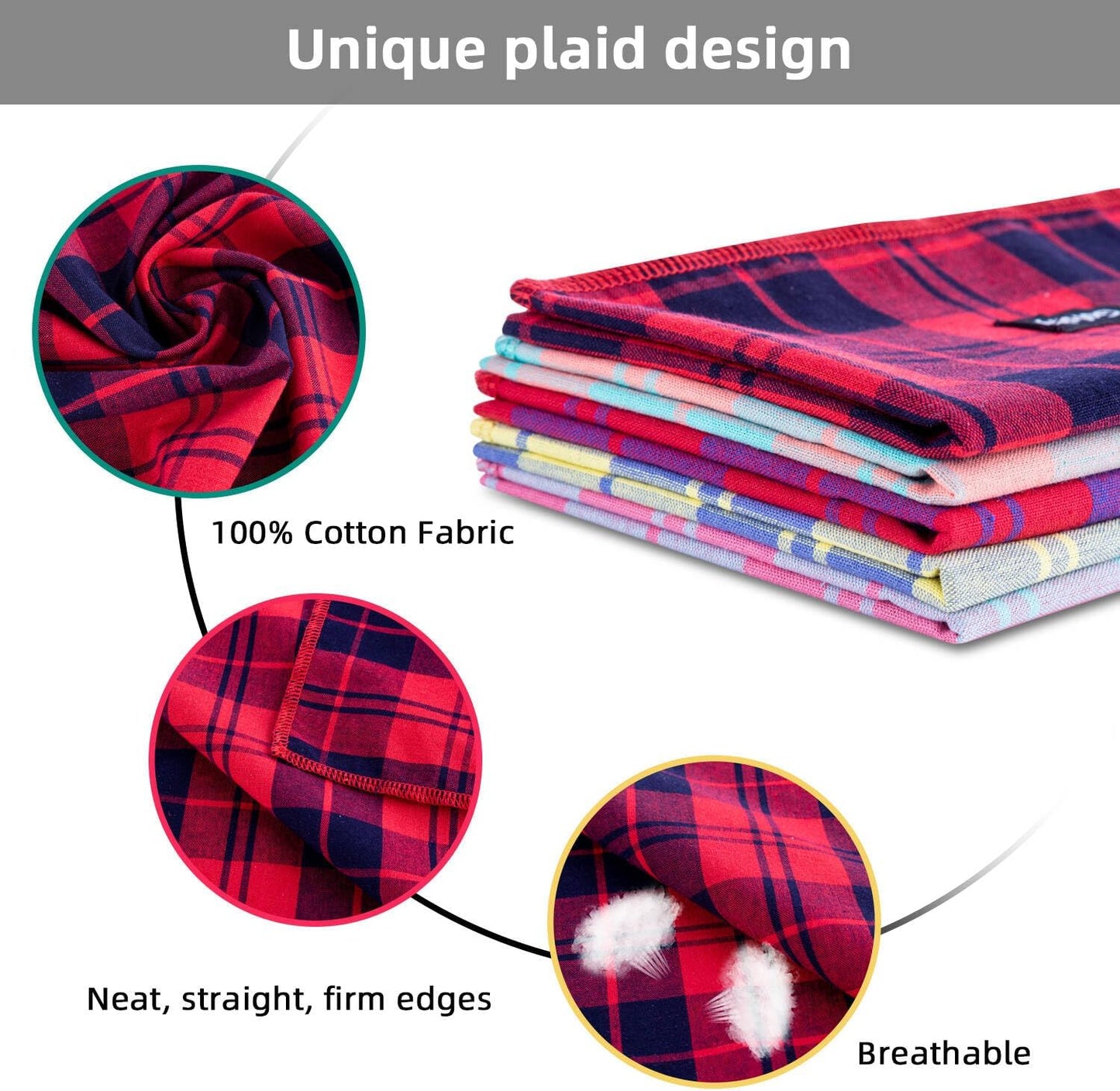 Summer Dog Bandana Small-Dog Scarf Vibrant Color Yellow Blue Plaid Printing Adjustable Bib Handkerchief Accessories for Small Dogs Cats (S)