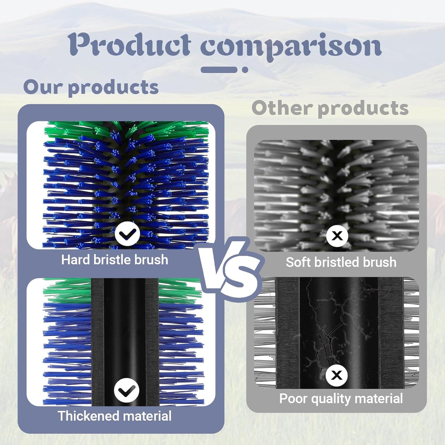 Livestock Scratching Brush, 17.5 x 7.8 Inch Goat Brushes for Grooming, Horse Brushes for Shedding, Livestock Brush with 4 Screws Great for Horse, Elk, Cattle, Pig, Sheep（Green）