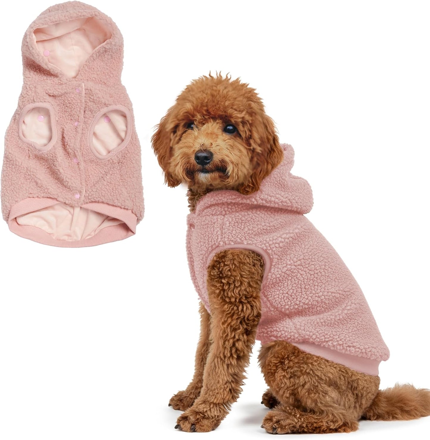 Spark Paws Teddy Dog Sweater, Sherpa Jacket Vest with Warm Fleece Lining, Winter Coat Suitable for Small Medium Large XL XXL Breeds - Pink - 2XL