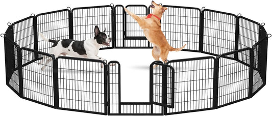 24 Inch Dog Playpen - 16 Panels Metal Pet Exercise Pen for Puppy, Indoor/Outdoor Dog Fence for Yard, Garden, Camping & RV Travel