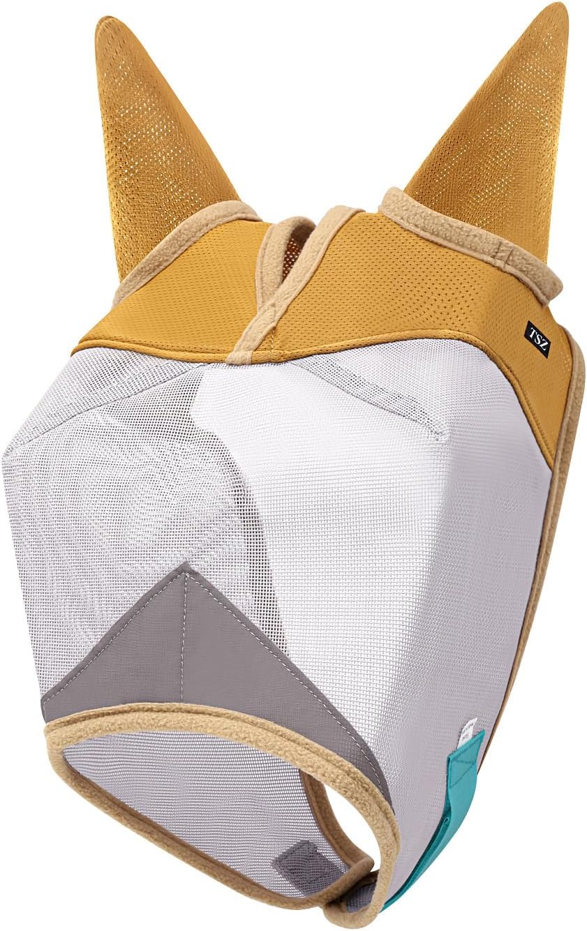Fly Masks for Horses, 70% Uv-Block, Breathable Fly Mask for Equines, Durable, Comfortable Fit for All-Day Protection, Horse Size (Horse Fly Mask, with Ears)