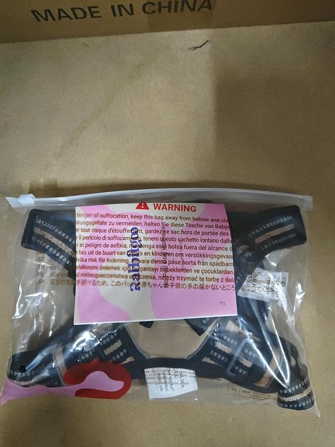 rabbitgoo Dog Harness No Pull with 2 Leash Clips, Adjustable Soft Padded, Reflective Oxford No Choke Pet Vest with Easy Control Handle for Large Dogs, Beige, L