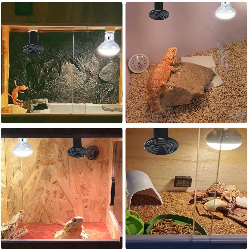 LUCKY HERP 50W Ceramic Heat Emitter, Reptile Heat Bulbs, Ceramic Heat Lamp for Reptiles, Amphibian, Chicken, Dog, Cat (2-Pack)