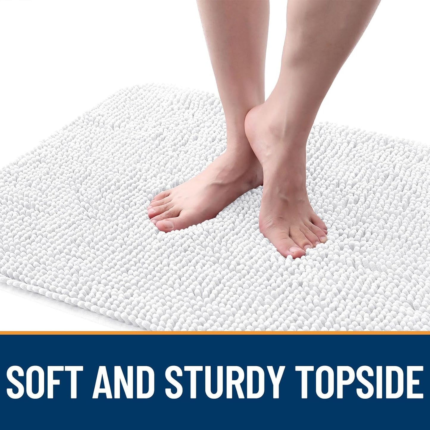 OLANLY Dog Door Mat for Muddy Paws 47x20, Absorbs Moisture and Dirt, Absorbent Non-Slip Washable Doormat, Quick Dry Chenille Mud Mat for Dogs, Entry Indoor Entryway Carpet for Inside Floor, White