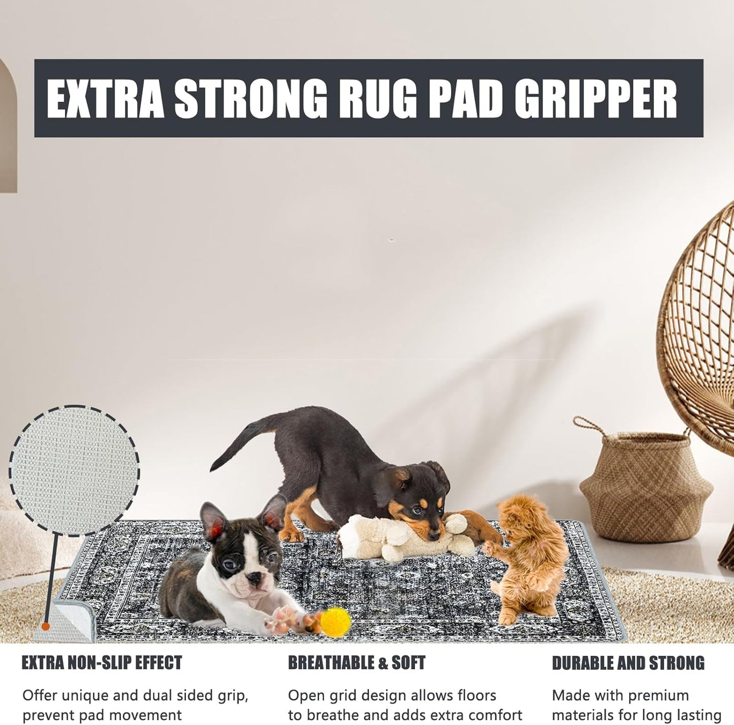 Washable Pee Pads for Dogs, (2 Pack, 36"x42") Upgrade Reusable Puppy Pads with Non-Slip Rug Pad, Super Thickening Absorbent Leakproof Dog Traning Pads Whelping Pad for Dogs, Doggie(Black)