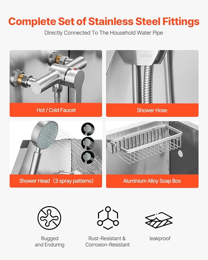 VEVOR Stainless Steel Dog Washing Station, 34 inch Pet Grooming Tub w/Faucet & Showerhead & Soap Holder & Play Balls Simple Dog Bathtub for Multiple Pets, Home Washing Sink