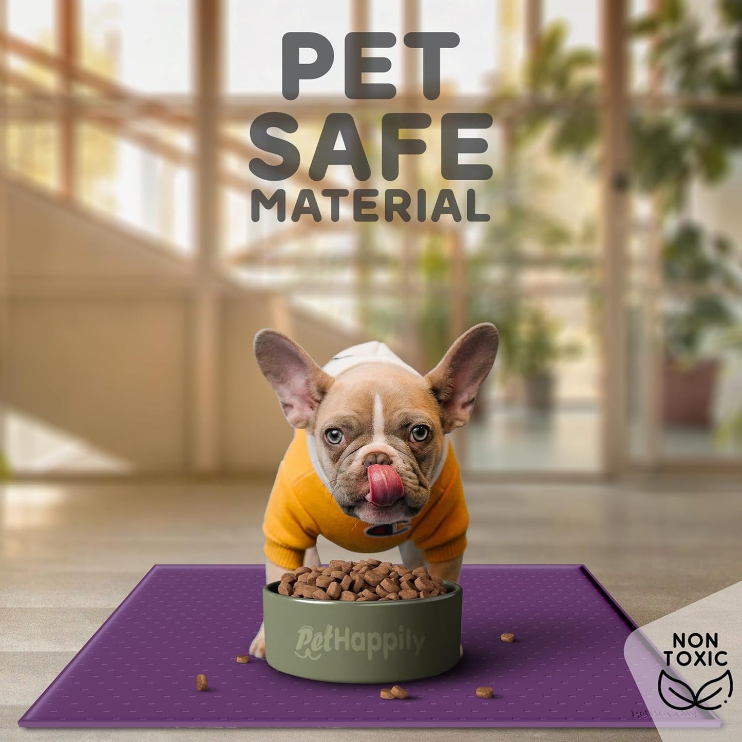 Dog Food Mat - Raised Edges Dogs Mat for Food and Water Prevent Spill, Waterproof Cat Food Mats Protect Floors, Easy Clean Dog Bowl Mats for Food and Water, Silicone Pet Food Tray