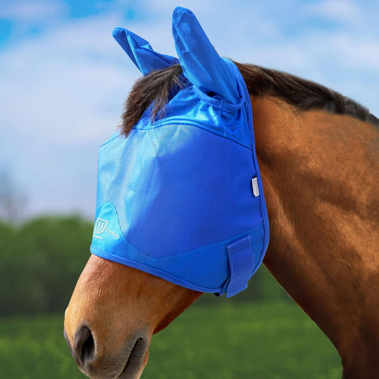 Harrison Howard Horse Fly Mask Half Face with Ears Signature Blue Arabian Medium