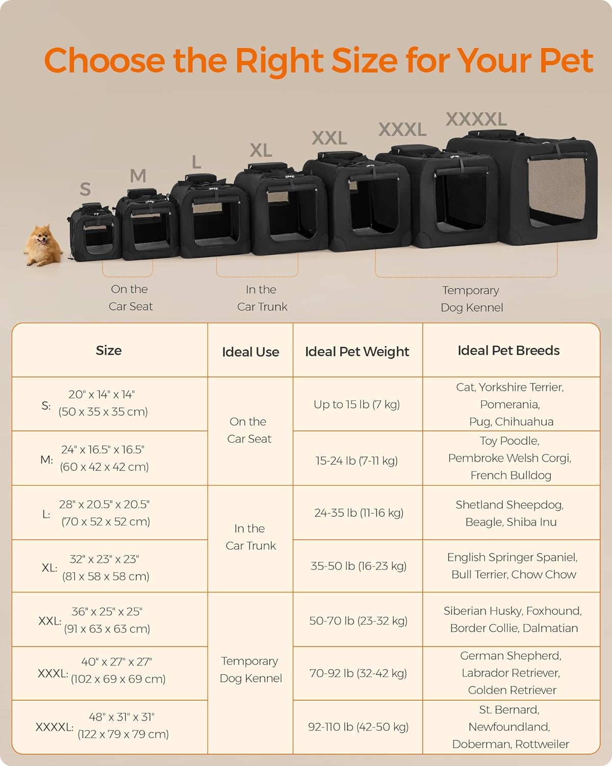 Feandrea 48 Inches Collapsible Soft Dog Crate, Portable Travel Dog Crate for Indoor and Outdoor Use, Dog Carrier Kennel with Safety Zippers, for Living Room, Car, Travelling, Camping, Black UPDC12H