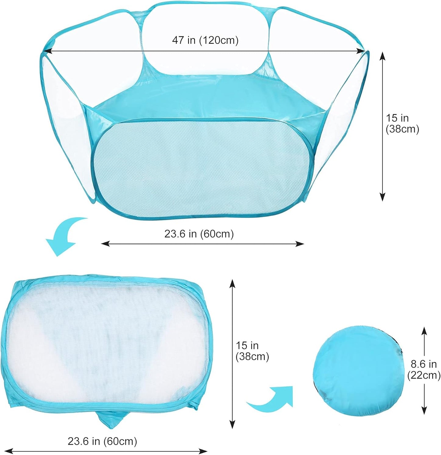 Prime Pets Small Animal Cage Tent, Hamster Pet Playpen, Guinea Pig Cage Yard, Waterproof Foldable Outdoor/Indoor Pop Open Exercise Fence, Yard Fence for Baby Chicken Hedgehogs