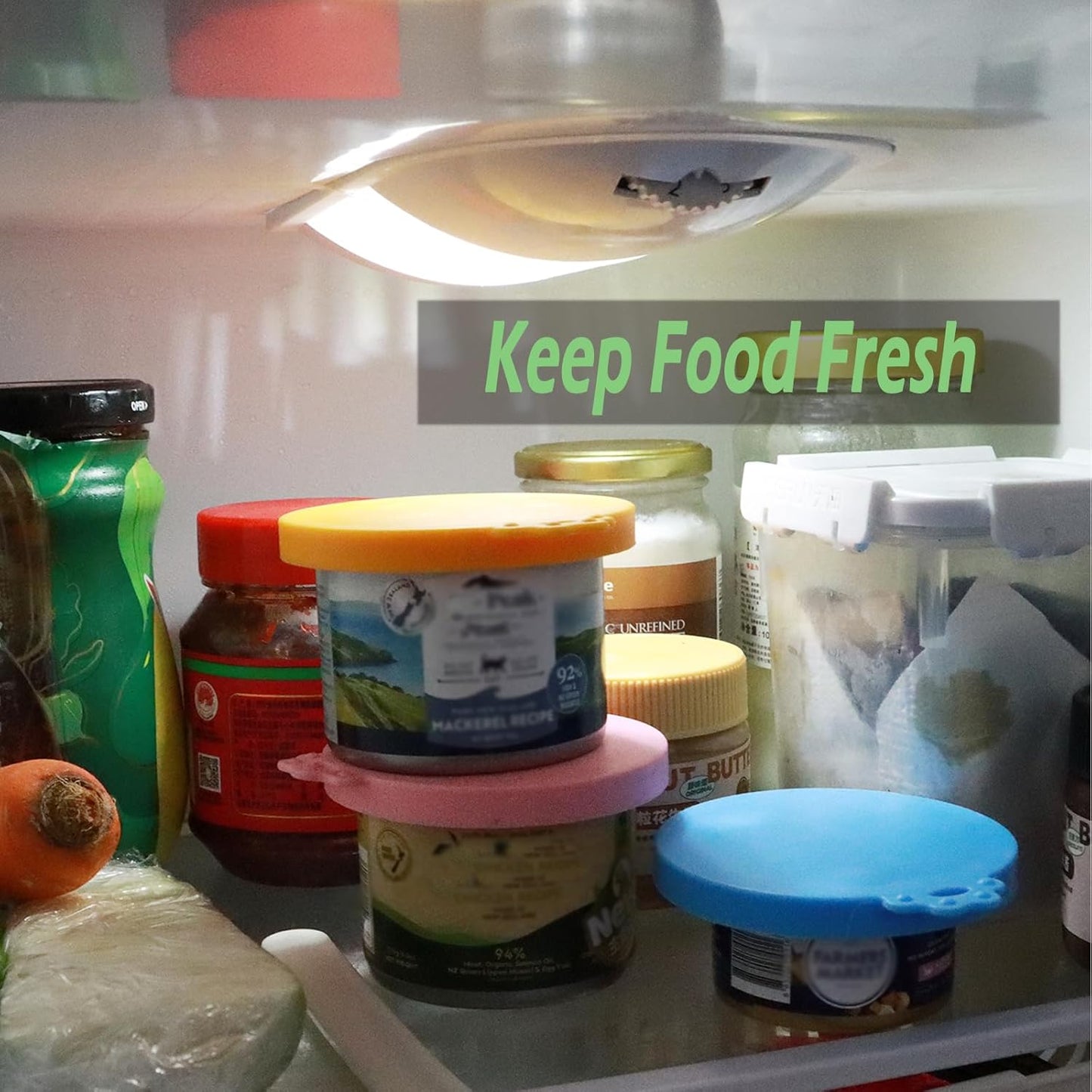 Food Can Spoon & Lids, One Multi-Functional Opener Spatula, 4 PCS BPA Free Silicone Universal Can Covers, Cute Paw Shape Spoon for Cat Dog Wet Food (Grey)