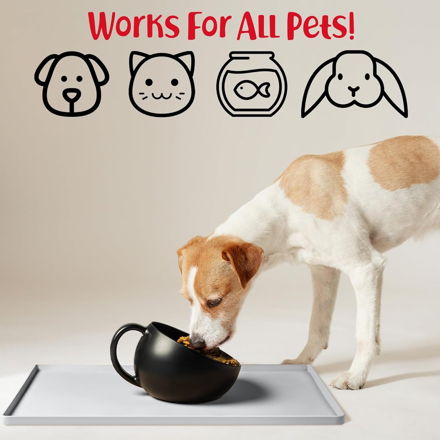 DogBuddy Dog Food Mat – Waterproof Dog Bowl Mat for Food and Water, Silicone Pet Feeding Mats for Floors, Non-Slip Placemat with High Edges for Dogs Bowls, Puppy Essentials (Large: 24"x16", Mist)