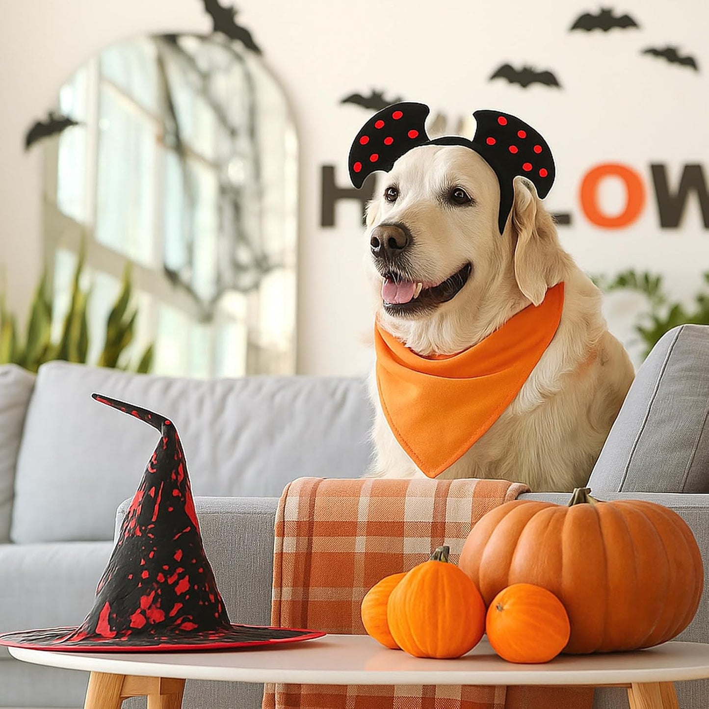 48 Pcs Halloween Blank Dog Bandanas Bulk Sublimation Plain Bandanas for Dogs Heat Transfer Personalized DIY Triangle Bibs Scarf Set for Pets Halloween Costume Photo Props Accessories Pet Shops