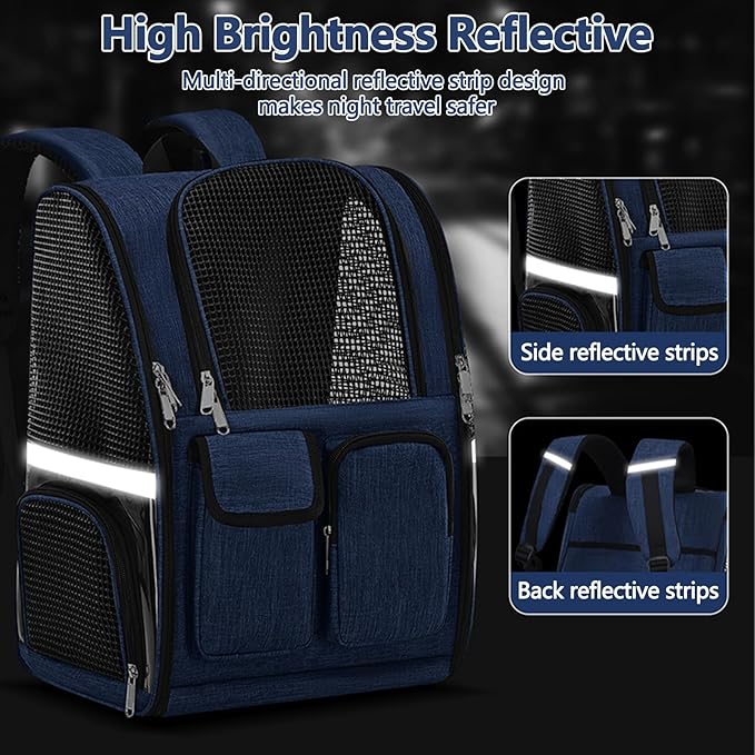 Pet Backpack, Airline Approved Dog Backpack, Cat Bag for Travel Hiking Bike Riding Walking Outdoor, Cat Backpack with Breathable Mesh(Gray)