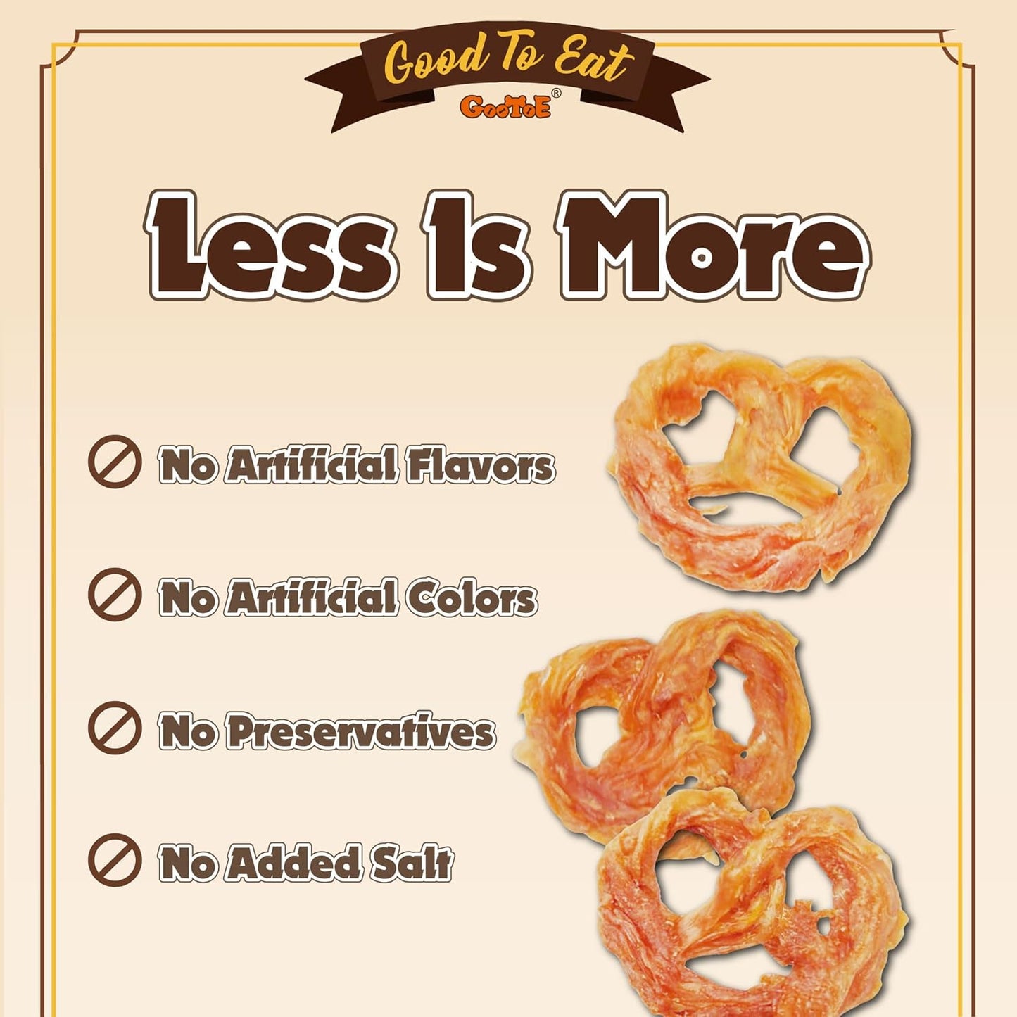 Gootoe Turkey Tendon Dog Treats, Pretzel (M) 3.17 oz, USA-Sourced Turkey Tendon, Natural Snack, Premium Puppy Chews, Hypoallergenic, Reseal Value Bags, Size for Medium Dogs (Pack of 2)