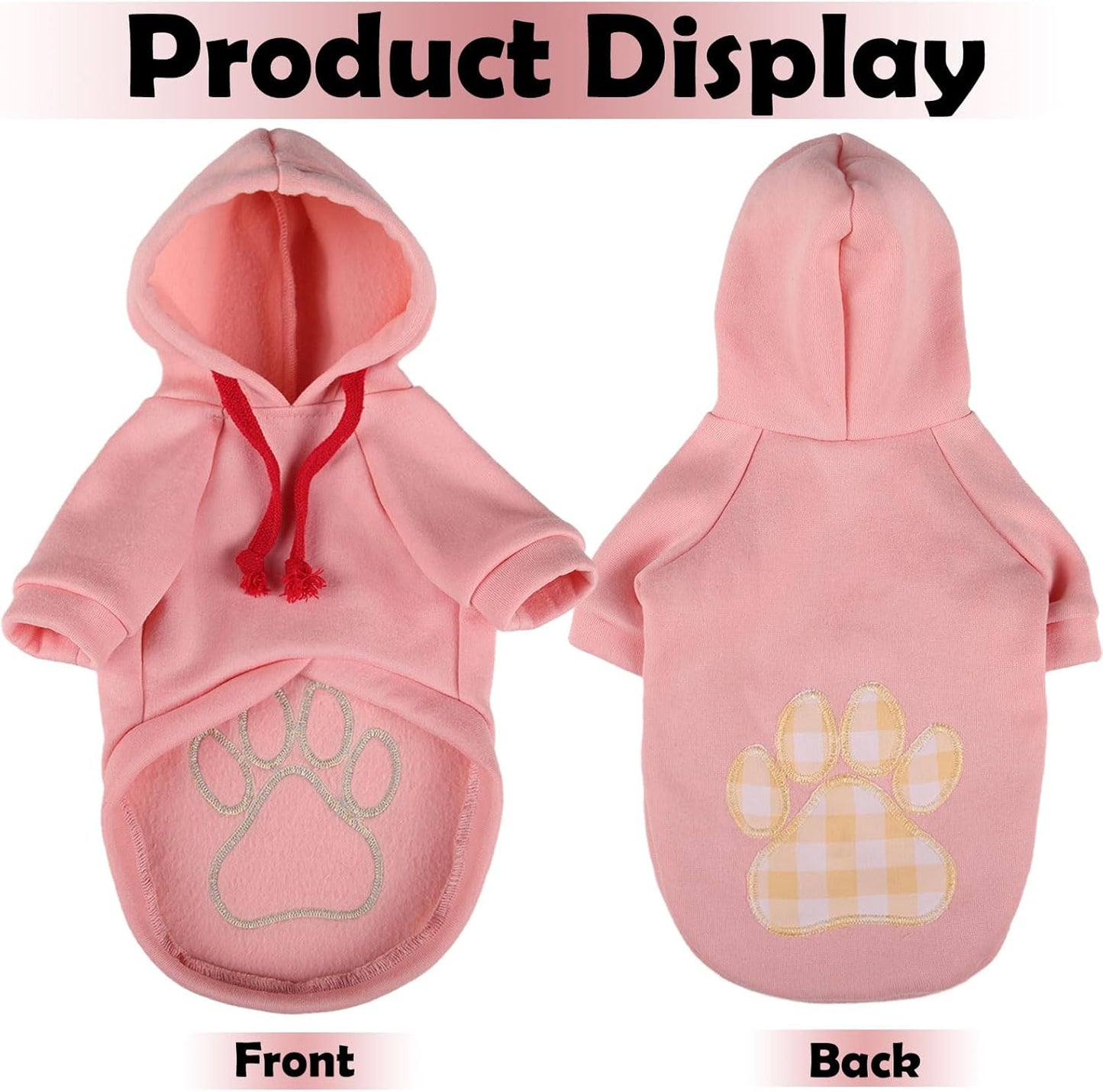 SAWMONG Dog Hoodie,Flannel Pet Hooded Sweater with Hat Puppy Pullover Sweater Shirt,Dog (Pink,M)